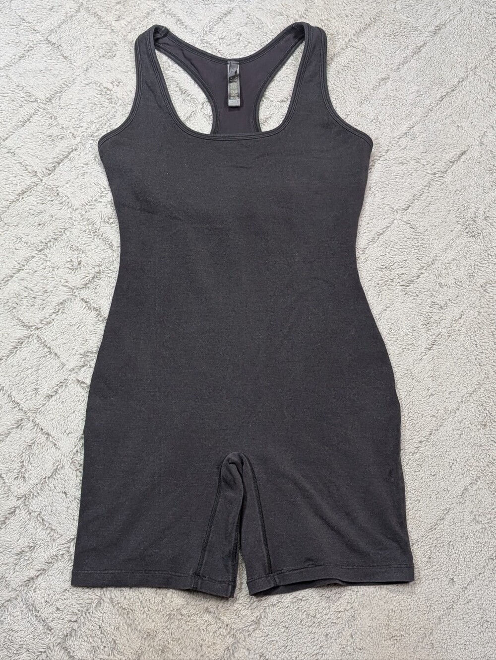 Skims Bodysuit Womens L Gray Charcoal Outdoor Mid Thigh One Piece Racerback